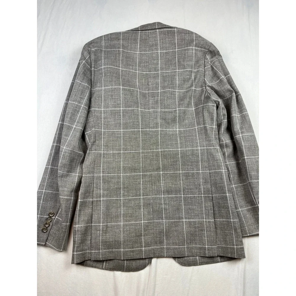 Bonobos Slim Fit Grey Linen Cotton Sport Coat Blazer 36L Tessuti di Sondrio
